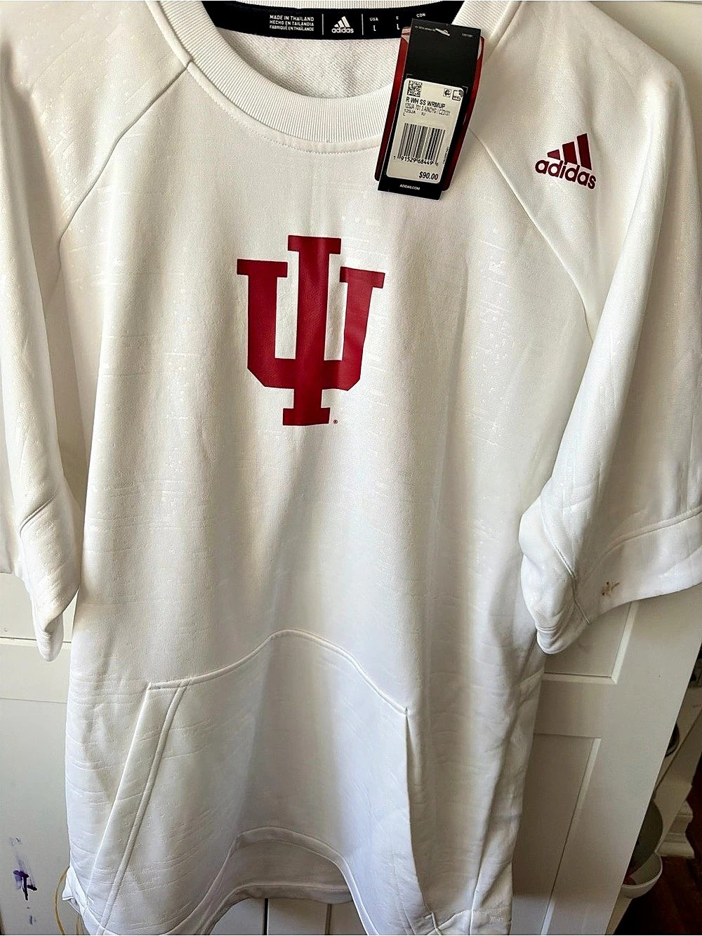 adidas Indiana Hoosiers WRMUP sweatshirt White Red Size Large